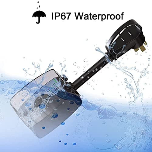 rv Surge Protector 50 amp with Waterproof Cover, rv Voltage Protector/Monitor with Surge Protection(4100 Joules), Designed with Easy to Use Handle, Black