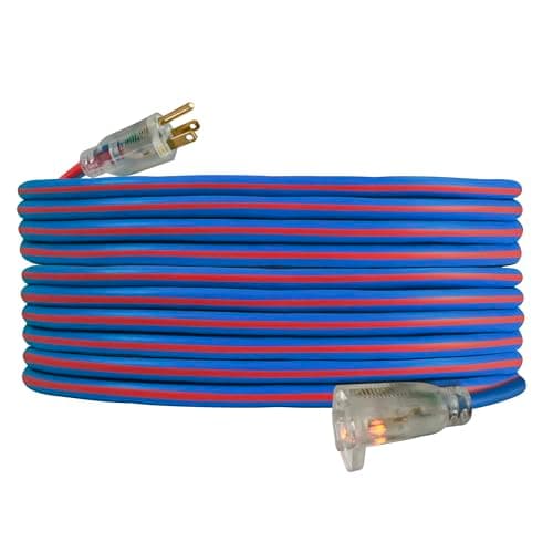 US Wire 99025 12/3 25-Foot SJEOW TPE Cold Weather Extension Cord Blue with Lighted Plug