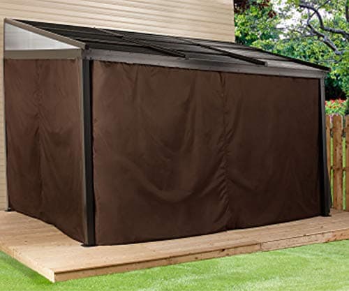 Sojag 10' x 12' Francfort Wall-Mounted Hardtop Gazebo Outdoor Weather-Resistant Aluminum Frame Sun Shelter Black,Brown