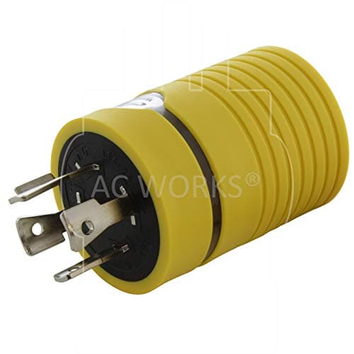 AC WORKS Generator to 30Amp RV Adapter (L14-20 20A 4-Prong Locking Compact) Yellow