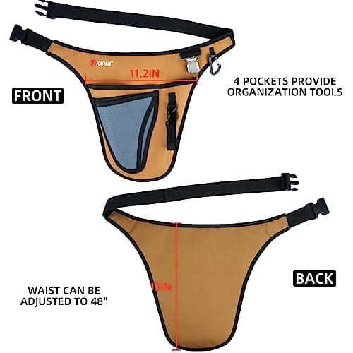 KUNN Garden Tool Waist Belt - 4 Deep Pockets Tool Apron for Women Men,Utility Pouch for Gardening,Electrican,Florists,Plumbing