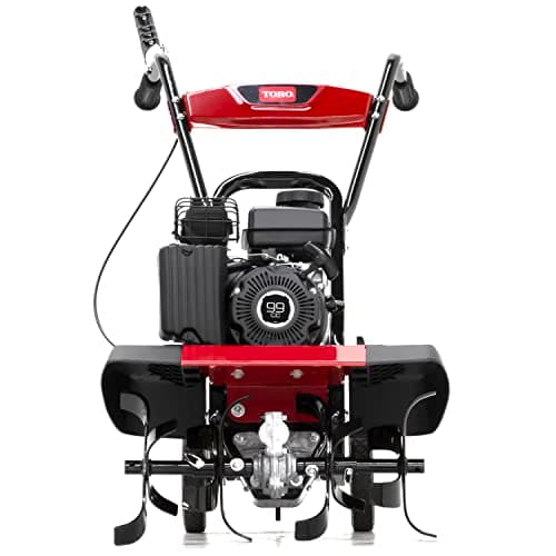 Toro Compact Front Tine Tiller, 99cc 4-Cycle Engine, 11, 16 or 21 Inch Adjustable Tilling Width, 11" Max Tilling Depth, Removable Side Shields, Model: 58604