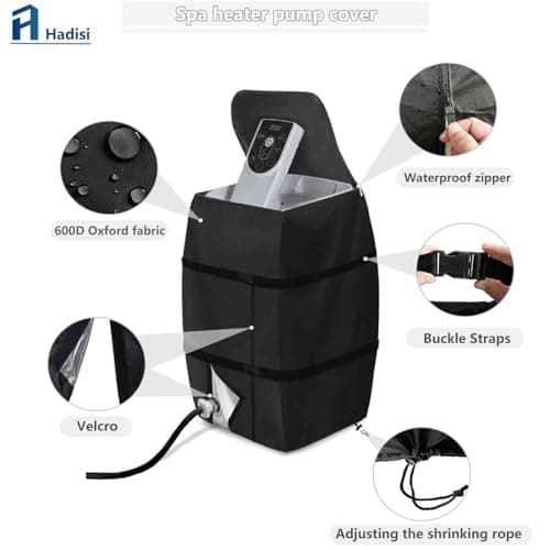 Hot Tub Spa Heater Pump Cover,Waterproof Hot Tub Insulated Pump Cover for Multiple Brands (Black,Square)