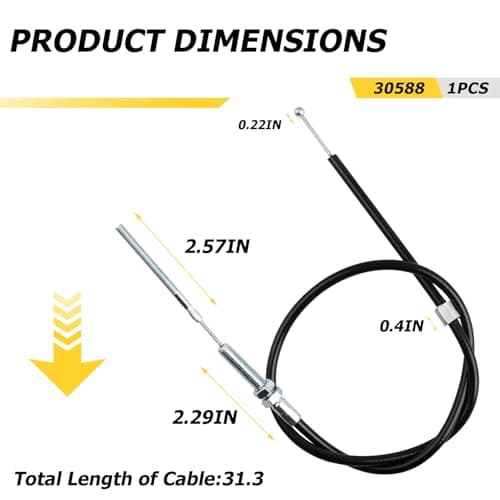 30588 Front Tine Tiller Cable Compatible with Earthquake Tiller, Fits Models 20908 and 20970, Replaces Part Number 3108A and 20827, M5 End M8 Mount Kit, 1 Pack