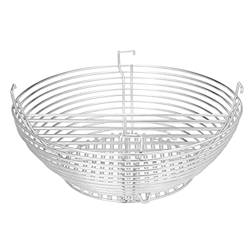 Kamado Joe KJ23RHC Classic Joe II 18-inch Charcoal Grill with Cart and Side Shelves, Blaze Red + Kamado Joe KJ-MCC23 Charcoal Basket Grill Accessory for Classic Joe, Stainless Steel
