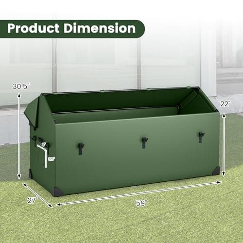 S AFSTAR 174 Gallon Waterproof Outdoor Storage Box, Outdoor Tarpaulin Deck Box with Ventilated Window, Corner Protector, Adjustable Snap, Patio Storage Box for Poolside, Garden, Yard
