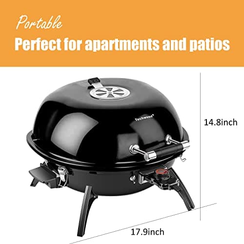 Techwood 1600W Electric Indoor/Outdoor Grill - 15-Serving Removable Stand BBQ with Double Layer Design for Countertops (Black)