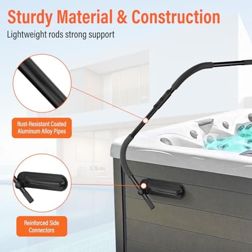 Cover Lifter, Hot Tub Cover Lifter, Pivot Top Mount Spa & Hot Tub Cover Lift Removal System Reinforced Brackets with 3 Hook Towel Rack,Fit for Most Spa Hot Tubs，Hot Tub Width Below 96"