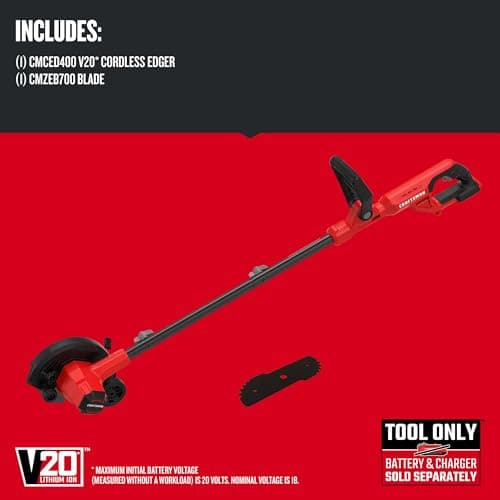 CRAFTSMAN 20V Edger Lawn Tool, Cordless Trencher, Bare Tool Only (CMCED400B)