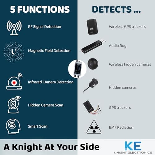 KT-9000 Premium Hidden Devices Detector by Knight Electronics - Hidden Camera Detectors RF Detector & Bug Detector | Hidden Camera Finder for GPS Tracking/Radio Frequency Signal Detection Anti Spy