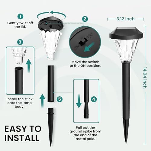 GIGALUMI 12 Pack Solar Lights Outdoor Waterproof,New Upgraded Light for Outside,Solar Garden Lights,Pathway Outdoor Light for Patio,Lawn,Yard and Landscape