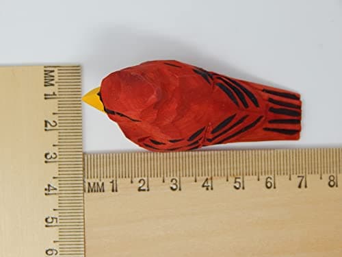 Hand-Carved Cardinal Figurine –Red Wood Bird Figurine Miniature Garden Statue Carving Home Decor Sculpture, Miniature Wildlife Sculpture, Handmade Garden Ornament & Rustic Home Decor Accent