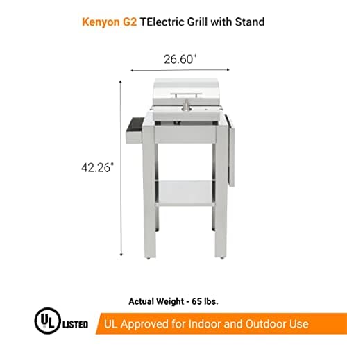 KENYON G2 Electric Grill with Stand, Stainless Steel, Rust Proof, Single Burner, Freestanding Grill, UL Approved for Indoor and Outdoor Use, 120V