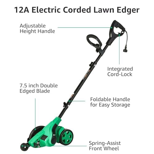 Amazon Basics 12 Amp 7.5" Double Edge Bladed Electric Corded Lawn Edger, 4420 RPM(Previously Denali brand)