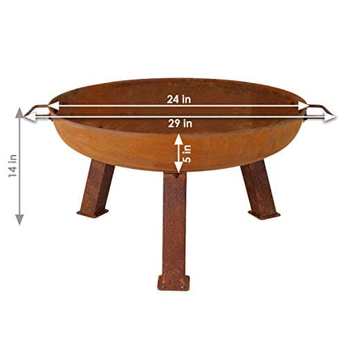 Sunnydaze 24-Inch Cast Iron Heavy-Duty Fire Pit for Outside - Wood-Burning Outdoor Fire Pit Bowl with Handles - Oxidized Finish