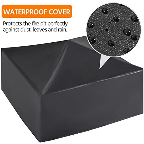 Yaheetech Fire Pit 34in Outdoor Fire Pits Fireplace Heater Stove with Screen, Waterproof Cover & Poker for BBQ Patio Bonfire