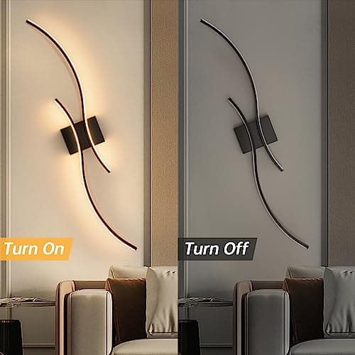 CANEOE Modern Led Wall Light, 39inch Black Indoor Led Wall Sconce Lighting, Bathroom Vanity Light Fixtures Over Mirror for Living Room Hallway Bedroom Bedside Wall Lamp (Warm White, 3000K)