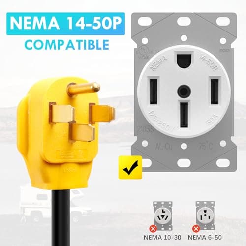 50 Amp to 20 Amp 110V RV Distribution Adapter,NEMA 14-50P to 4 X 5-20R/15R RV 4-Prong to Mutiple Household Outlet w/ 20Amp Circuit Breaker RV Generator Distribution Cord 1.5FT