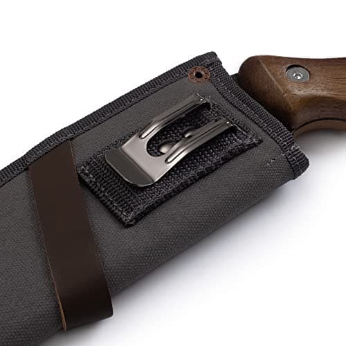 Barebones Timber Saw - Hand Saw with Ergonomic Walnut Handle for Camping, Pruning, and Wood Cutting - Curved Blade and Root Cutter with Sheath