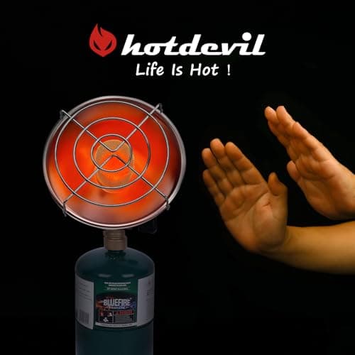 Portable Heater for Camping Outdoor Space Propane Heater 6200BTU Power with Control Valve Patio Heater Cordless 1lb Small Propane Gas Tank Holder Tent Garage Fishing stove buddy