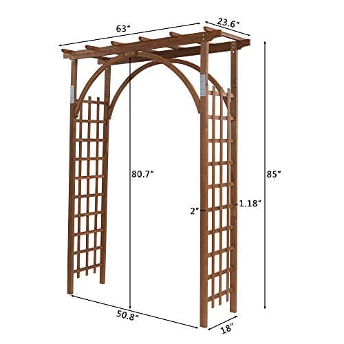 VINGLI 85in Wooden Arbor, Wedding Arch for Ceremony, Wood Trellis for Plant Climbing, Christmas Decor Pergola for Garden Backyard, Lawn (Brown)