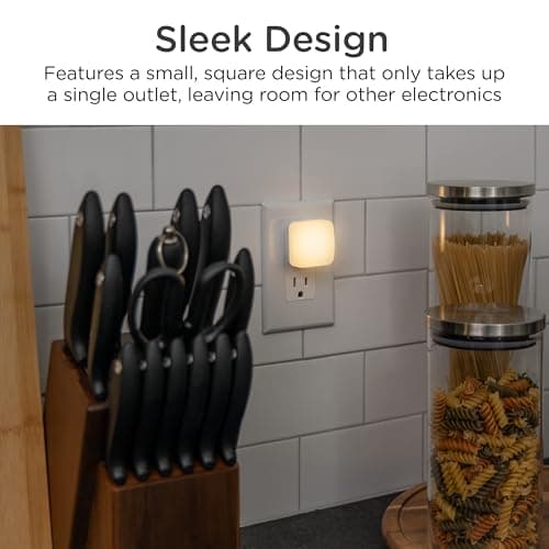 Lights By Night Mini Square LED Night Light, Plug-in, Dusk to Dawn Sensor, Compact, Ambient Lighting, for Kids or Adults, Bedroom, Bathroom, Nursery, Hallway, 6 Pack, 82489
