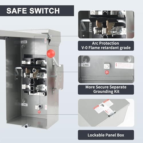 Generator Transfer Switch 100A, Manual Transfer Switch for Home Generator, Heavy Duty Double-Throw 120/240V,24000W for Indoor Outdoor Use,NEMA 4X Standards