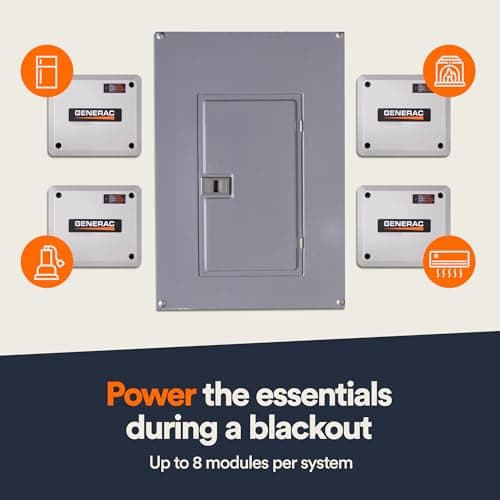 Generac 7000 50 Amp Load Manager - Efficient Load Prioritization and Wire-Free Technology for Reliable Power Management - Lock-Feature and LED Status Display for Convenient Operation - Gray