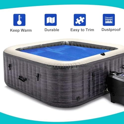 Hot Tub Thermal Blanket Bubble Cover 16 Mil Insulation Blanket,6ft x 6ft Floating Spa Solar Blanket