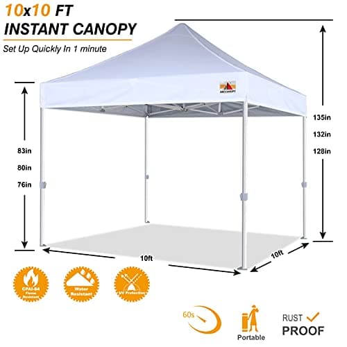 ABCCANOPY Commercial Pop Up Canopy Tent 10x10 Premium-Series, White