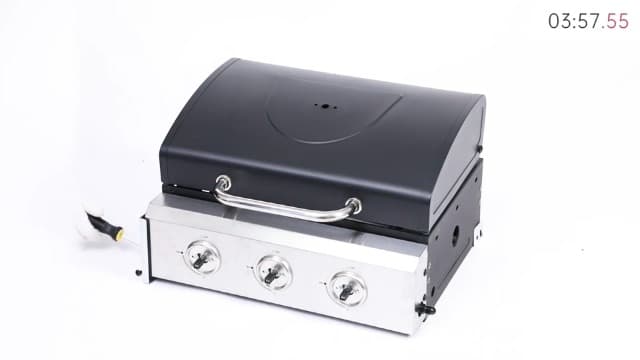 3-Burner Propane Gas Grill with 2 Foldable Side Tables, 25,650 BTU Outdoor BBQ Grill with Porcelain-Enameled Flame Tamers, Built-in Thermometer, Easy Assembly for Patio, Backyard BBQ