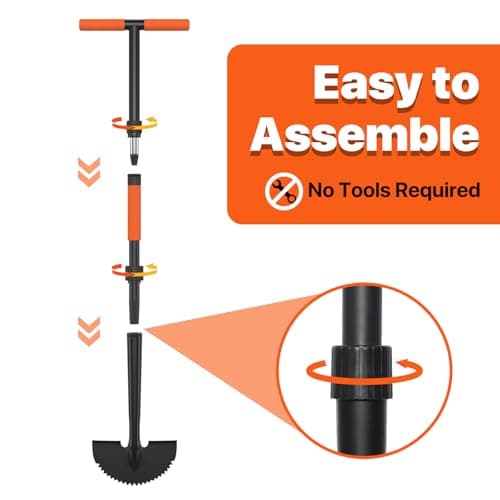 Manual Edger Lawn Tool, 41-inch Lawn Edger with Saw Tooth Blade, Half Moon Hand Edger with Metal Shaft, T-Grip Handle, Heavy Duty Garden Edger Tool for Sidewalk, Grass, Yard, Landscape