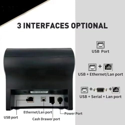 80H 80mm Restaurant Auto cutter wireless Android Thermal Receipt Bill Ticket Printer for Small Business, Compatible with Android/Windows, Not for iOS/iPad/Mac (Bluetooth+LAN/Ethernet+USB)