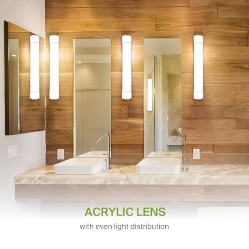 ASD LED 36 Inch Flush Mount Vanity Lighting Fixture | 30W 2650LM 3000K-5000K 120V | 3CCT, Dimmable, Energy Star, ETL Listed | Bathroom Linear Wall Light Bar, Long Tube Bath Sconce | Nickel