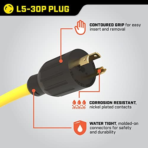 Champion Power Equipment 25-Foot 30-Amp 125-Volt Fan-Style Generator Extension Cord (L5-30P to three 5-15R)