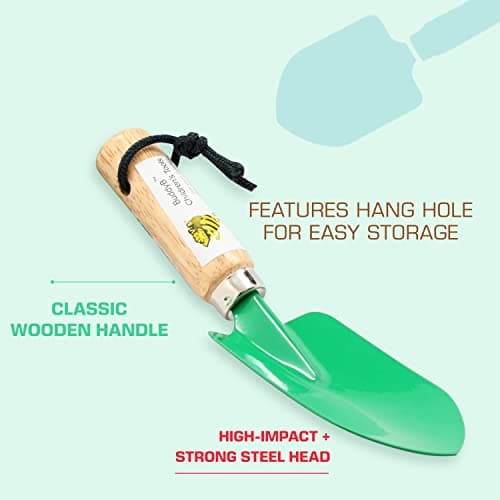 Rugg Kids' Garden Hand Trowel, Mini Shovel with Wooden Handle, Gardening Tool for Children, Green