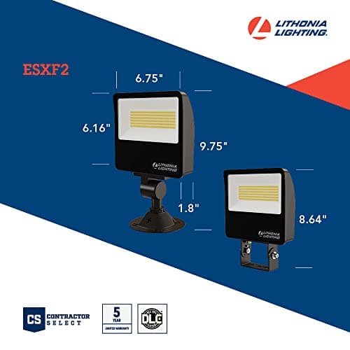 Lithonia Lighting Outdoor LED Floodlight, Adjustable Lumen Output, 3000K/4000K/5000K Switchable Color Temperature, Knuckle or Yoke Mount, Bronze (ESXF2 ALO SWW2 KY DDB M2)