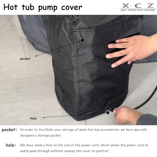 XCZ hot tub Pump Cover. with Thermal Insulation Aluminum Film, Waterproof, Sunscreen, Insulation. Spa Heat Pump Insulation Cover. (Black)