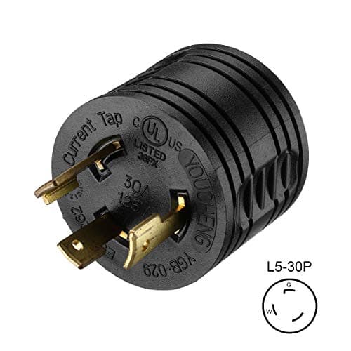 Miady RV Generator Adapter, 3-Prong 30A Male to 30Amp Female RV Power Plug for Camper Motorhome Trailer/UL Listed