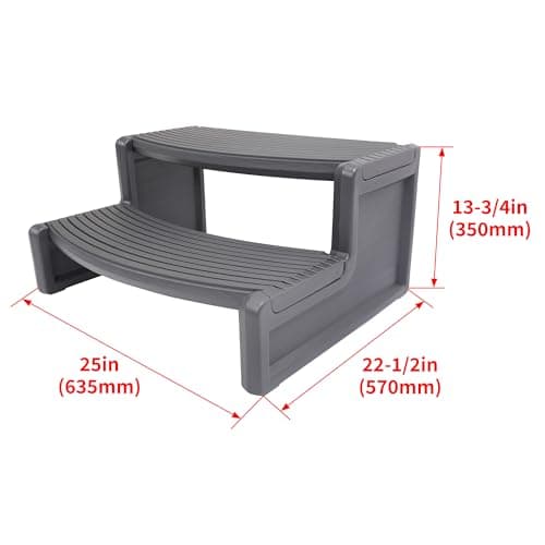 HECASA Spa Step Hot Tub 2-Step Universal Outdoor Indoor Step Stool Pool Ladder Plastic Slip Resistant Striped - Dark Gray