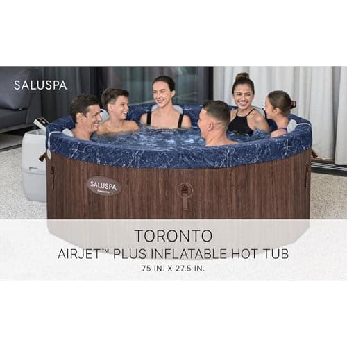 Bestway SaluSpa Toronto Smart AirJet Plus Hot Tub with App Control, 7 Person Capacity, Pool Cover, Spa Pump, 5 Pillows, and Repair Patch, Brown