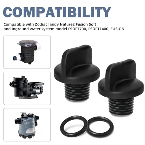 R0446000 Pool Pump Pipe Plug with O-Ring Replacement for Jandy Filter Pumps, Polaris Booster Pump & Water Purification System, Pool Spa Heater Drain Plugs (2 Pack)