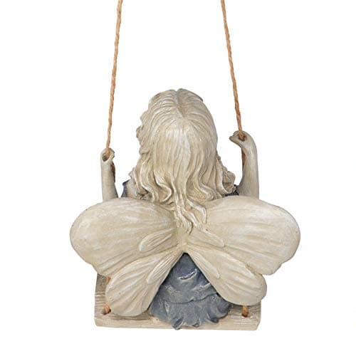 Design Toscano EU42046 Summertime Fairy on a Swing Hanging Statue, 11 Inch, Polyresin, Two Tone Stone