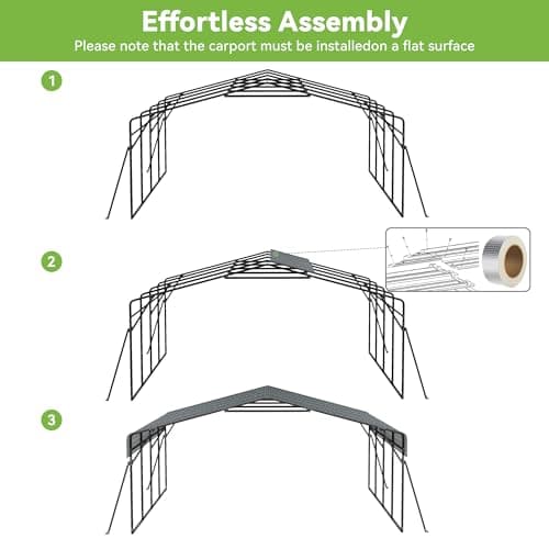 Real Relax 20x20ft Heavy Duty Metal Carport with Galvanized Steel Roof, 4 Support Legs, Outdoor Car Port Shelter for 2 Cars, Trucks and Boats