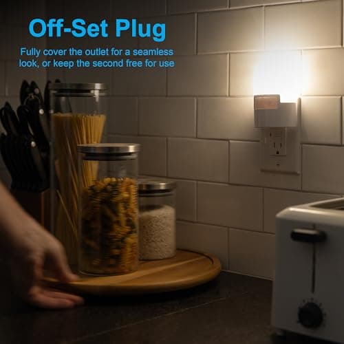 GE LED Motion Sensor Night Light, Plug into wall, 40 Lumens, Soft White, UL-Certified, Energy Efficient, Ideal Nightlight for Bedroom, Bathroom, Kitchen, Hallway, 46632, White, 2 Pack