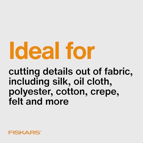 Fiskars Micro-Tip Spring Assisted Scissors, Precision Cutting Stainless Steel Blades, Comfort Handle, Cut Details in Fabric, Sewing Scissors and Arts and Crafts Tools