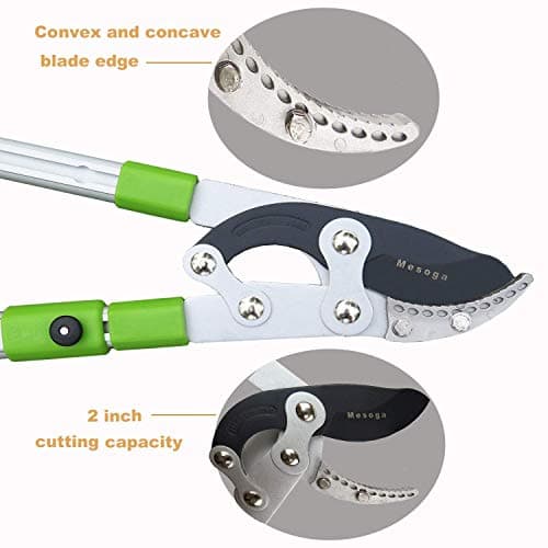 Heavy Duty Anvil & Bypass Lopper with Telescopic Handle (26-41 Inch) - 5-Layer Adjustable Garden Pruner, 2-Inch Branch Cutter for Tree Trimming
