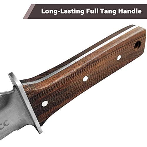gonicc Professional Hori Hori Garden Knife with Leather Sheath, Protective Handguard, High polished 440 Stainless Steel Blade, Sharpening Stone Included, for Weeding, Digging, Pruning, and Cultivating