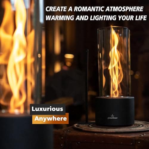 Tornado Tabletop Fireplace for Indoor and Outdoor Use – Premium Ethanol Fire Pit with Clear Glass, 60+ Min Burn, Perfect for Gatherings, Home Decoration, and Gift for Mother's Day