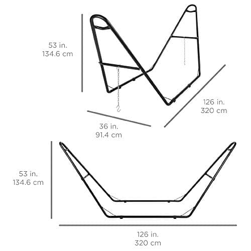 Best Choice Products Adjustable Portable Hammock Stand, Outdoor Patio Weather-Resistant Steel for 9-14ft Hammocks w/Hanging Hooks, Powder-Coated Finish, Carrying Bag, 450lb Weight Capacity